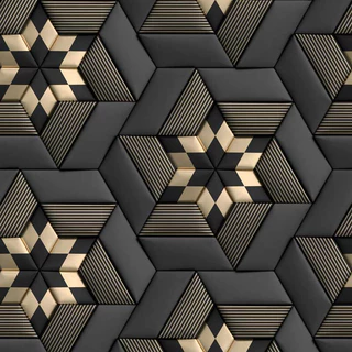 Papel De Parede 3d Dourado Preto Geométrico Rolo Autocolante Adesivo