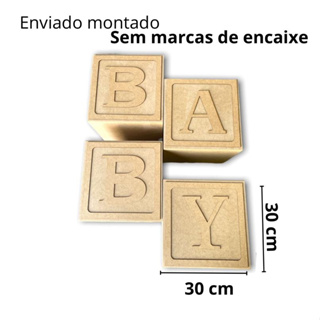 Kit Com 4 Cubos Montados Baby Decoraçao Chá de Bebe