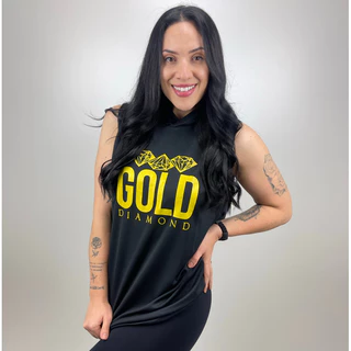 Regata Feminina Longline em Dry Fit - Gold Diamond