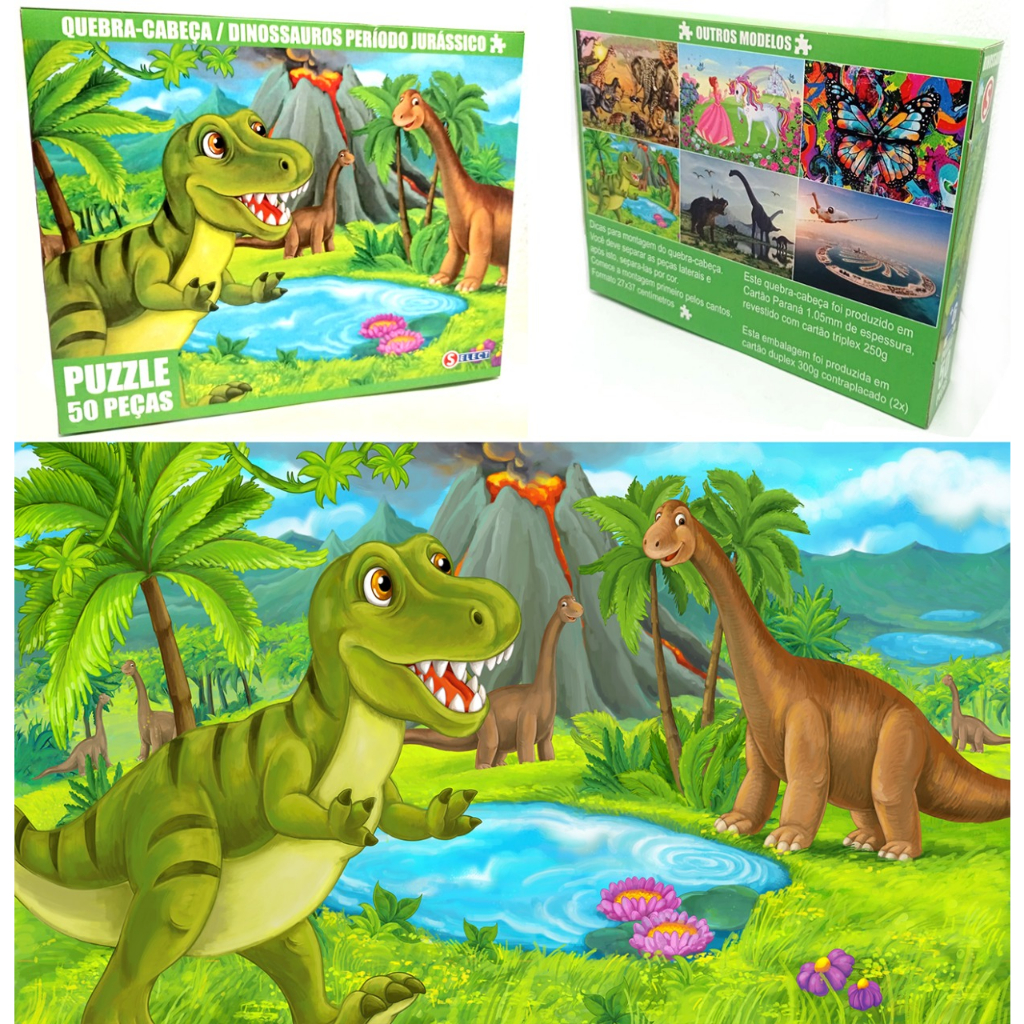 Dinossauros - Quebra- Cabeça/ 75 Peças- Jogo Educativo - Alex Brinquedos