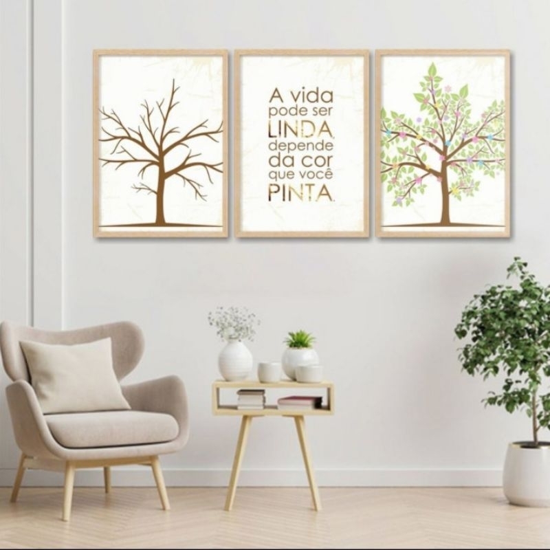 Conjunto Quadros Decorativos 3 peças 25x25 Xadrez - Arte na Arte