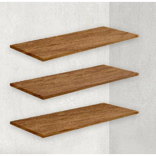 Jogo 3 Prateleiras MDF 15mm - MADEIRADO/FREIJÓ - 65x15cm + Suporte Invisível em Oferta na Shopee