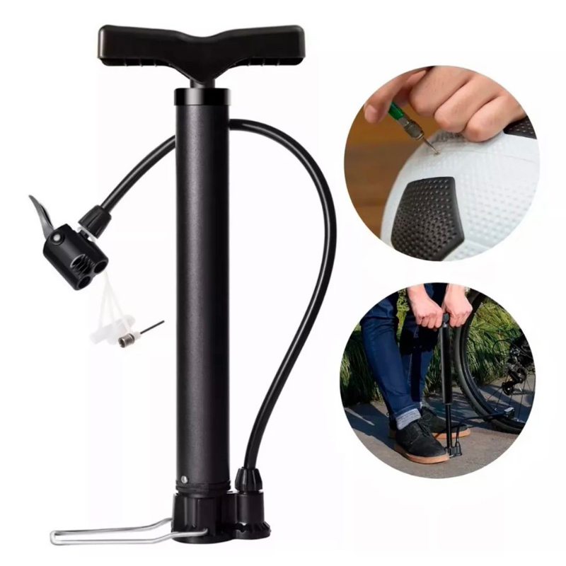 Bomba De Ar encher Pneu Bicicleta Bike Bola Com Suporte Quadro bico ...