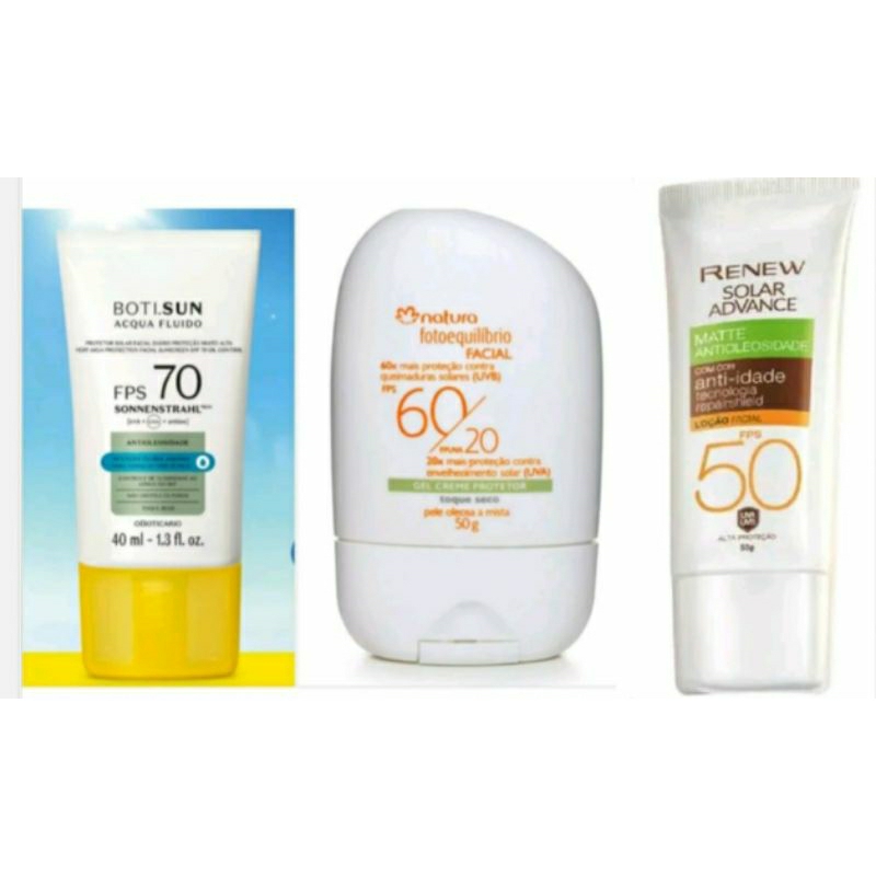 Protetor solar 60/20 30 70 rosto GEL TOQUE SECO natura boti sun Renew