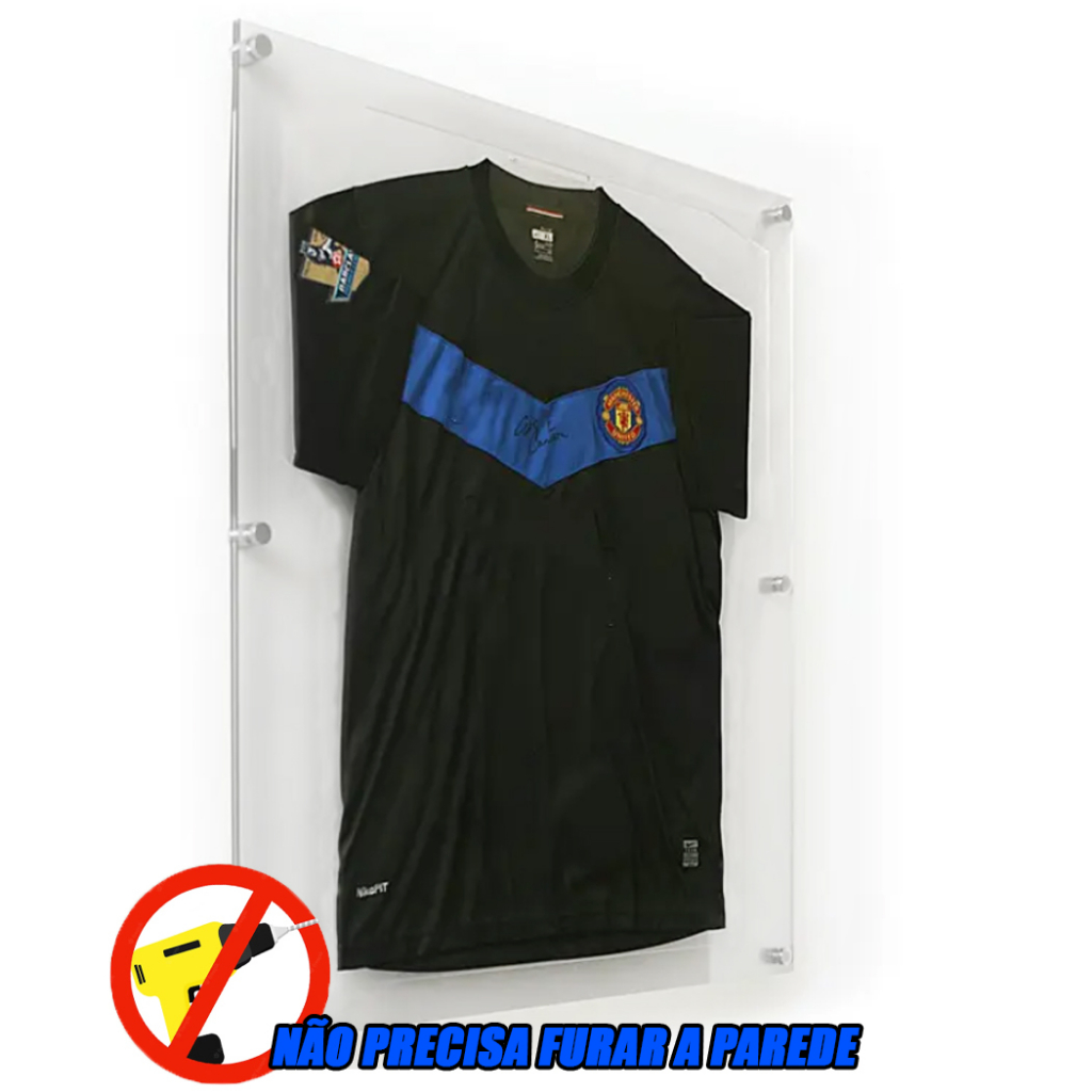 Moldura Quadro expositor para camisa de time futebol Acrilico transparente sem furos