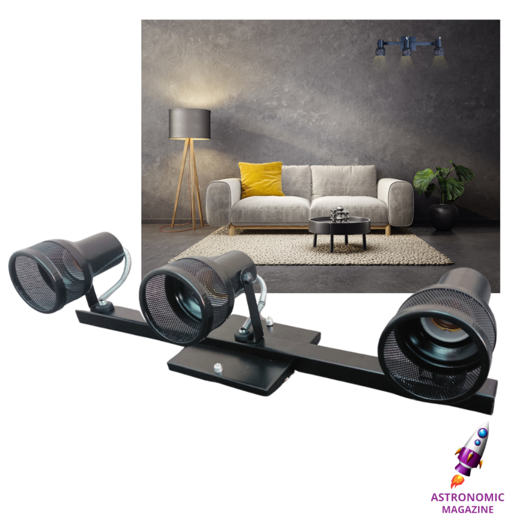 Luminária ALUMÍNIO Spot Trilho Tela Para 3 Lâmpadas LED Branco ou Preto Fácil Instalação Metal Direcionáveis Casa Sala Quarto Cozinha Corredor Hall área Gourmet