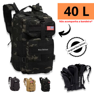 Mochila 50 Litros / 40 L Tática Camping Militar Resistente (NÃO VEM COM A  BANDEIRA)