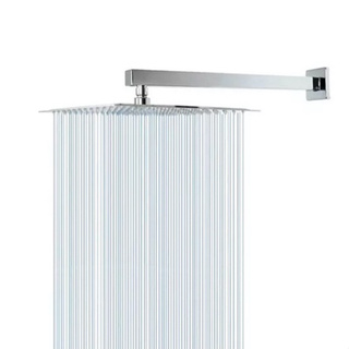 Ducha Piscina quadrada cromada Aço Inox 20x20cm Luxo cano 40 cm