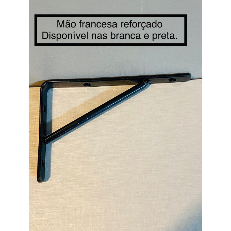 kit 3 Mão Francesa Forte 40 cm Preto e Branco.