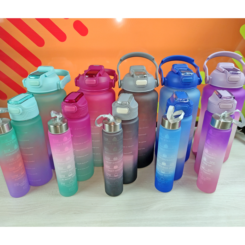 Garrafa squeeze colorida bico silicone canudo 2000ml 900ml 400ml