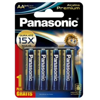 Pilha Alcalina Premium AA 4 Pilhas 1,5V Panasonic