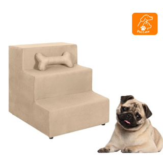 Escada Pet 3 Degraus para Cães e Gatos Almofadada Suede Várias Cores Cachorro, Gato, Caminha