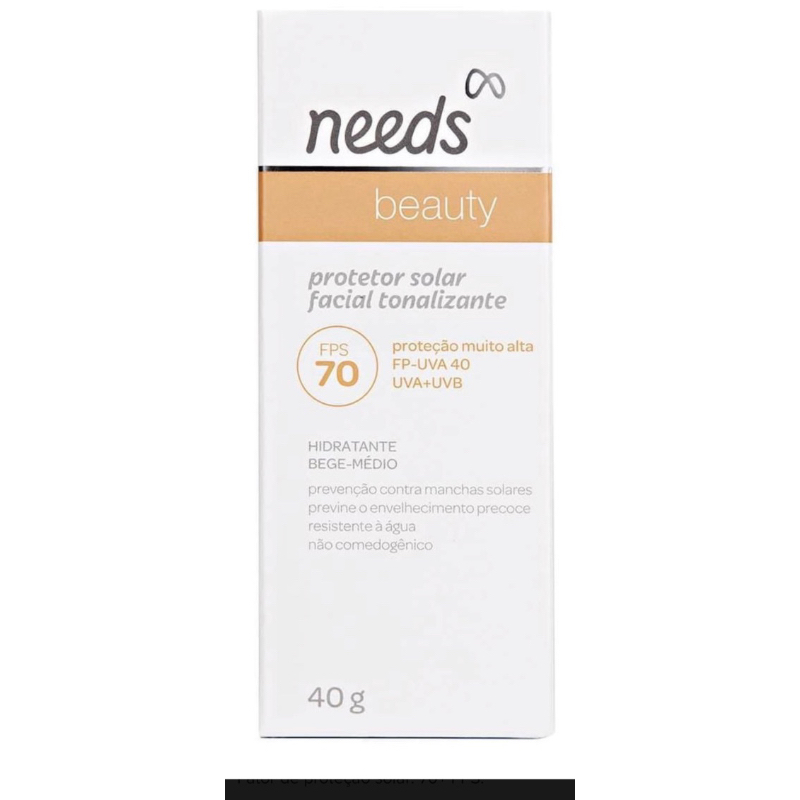 Needs Beauty Protetor Solar Facial Fps 70 Bege Medio 40g | Shopee Brasil