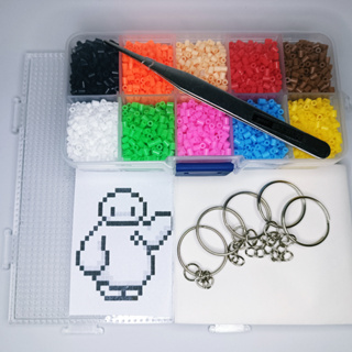 Kit Perler Beads 2,6mm 5000Peças, Mini Pegboard e Papel Para Passar.