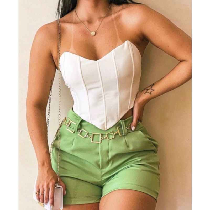 Cropped Corset Tomara Que Caia Com Bojo Ponta De Bico Morcego Corselete