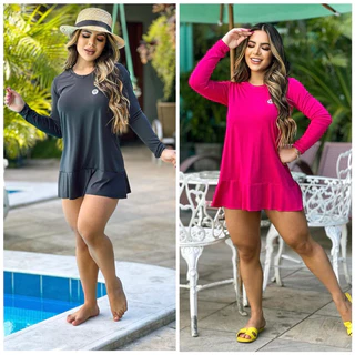 Saída de Praia com Proteção Solar Vestido UV50 Térmica Verão