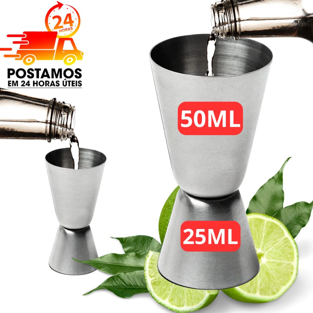 Dosador Duplo Para Bebidas Barman 50/25 Ml Em inox de Alta Qualidade Para Drinks Coqueteis Envio 24 Hrs