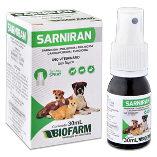 Remédio Anti Sarna Para Cachorro Gato E Coelho Sarniran 30ml