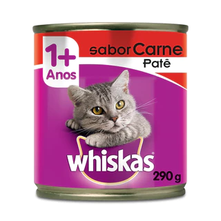 Ração Úmida Lata Whiskas Gatos Adultos Patê de Carne 290g