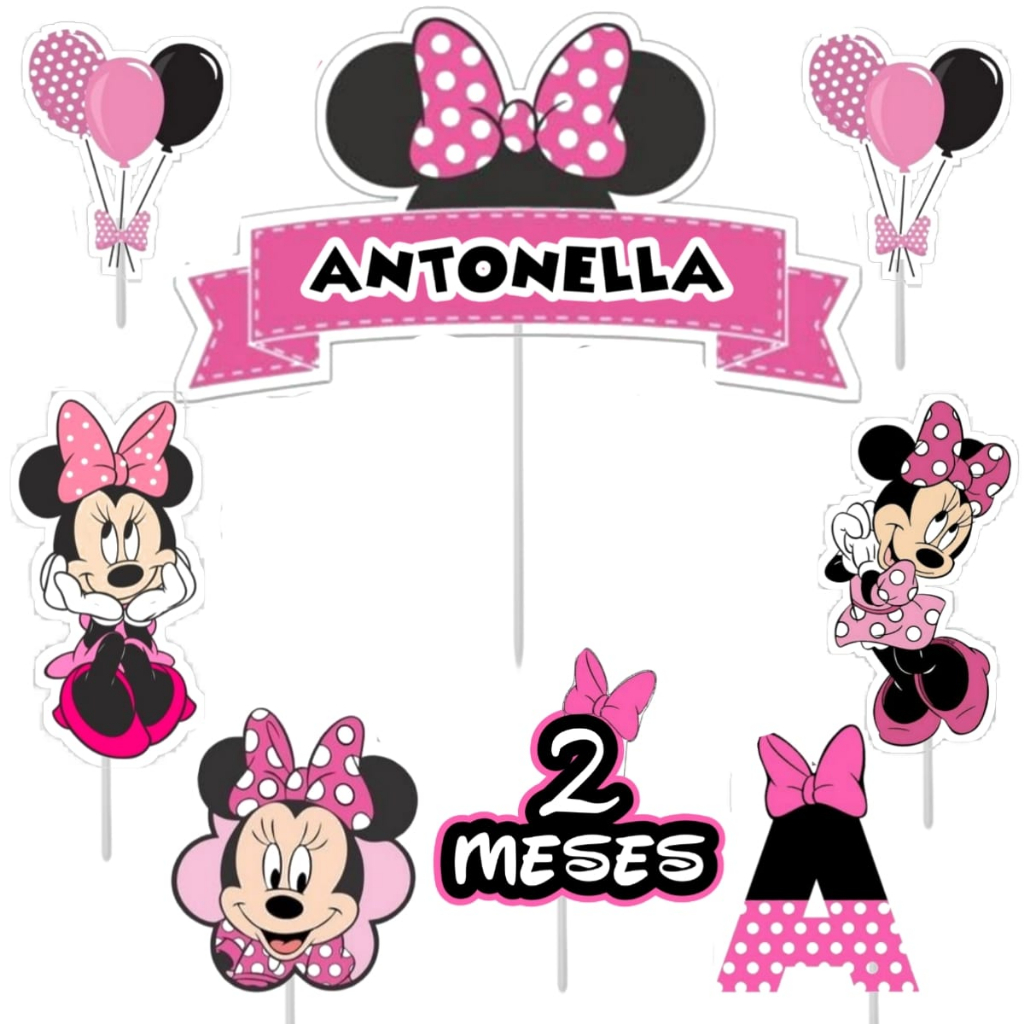 Topo Topper Decoração De Bolo Enfeite Minnie Rosa | Shopee Brasil
