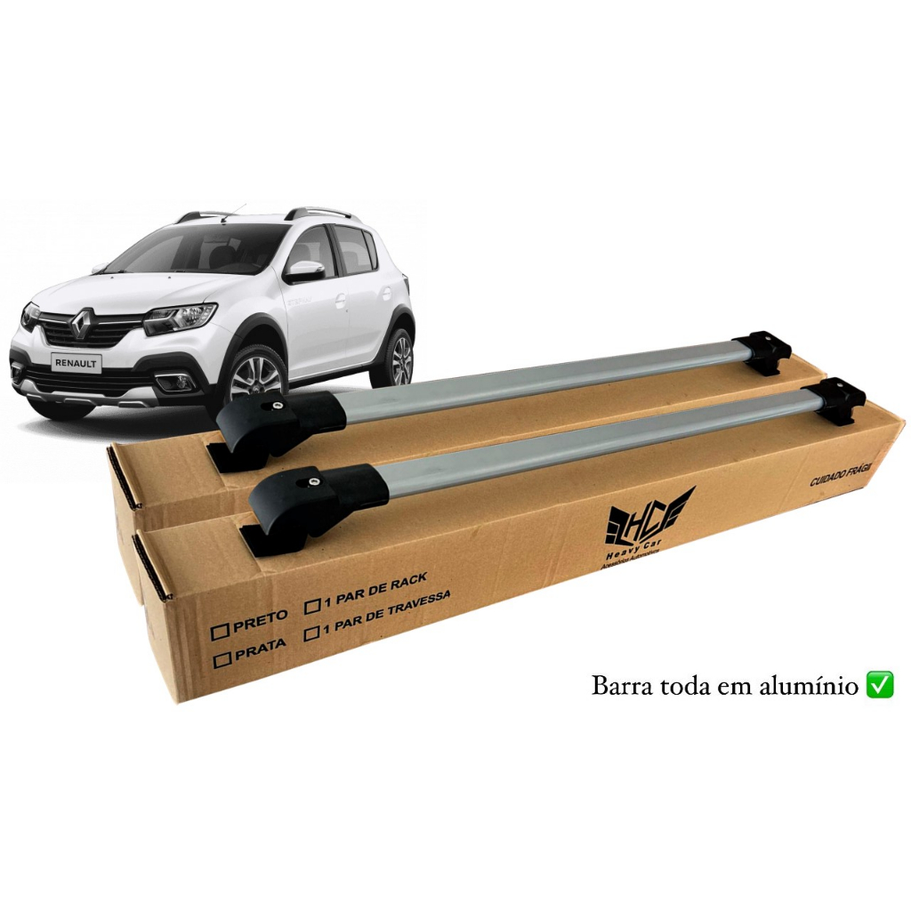 Rack Travessa de Teto Sandero Stepway 2007 A 2020 Bagageiro Slim Barra Alumínio