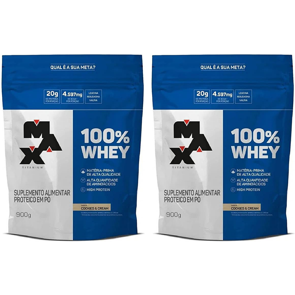 Kit 2 Whey 100% Concentrado Max Titanium Refil 900g