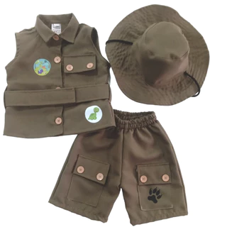 Fantasia Infantil Safari Leão Selva Festa Menino Caçador
