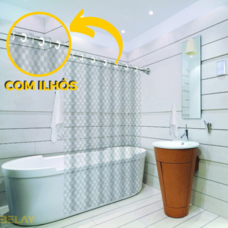 Cortina PVC para Box de Banheiro 3D Translucida com Ilhos Impermeável Antimofo
