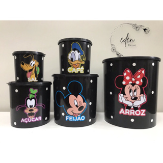 kit pote conservador redondo e mantimento 5 peças para cozinha plastico personagem MIN