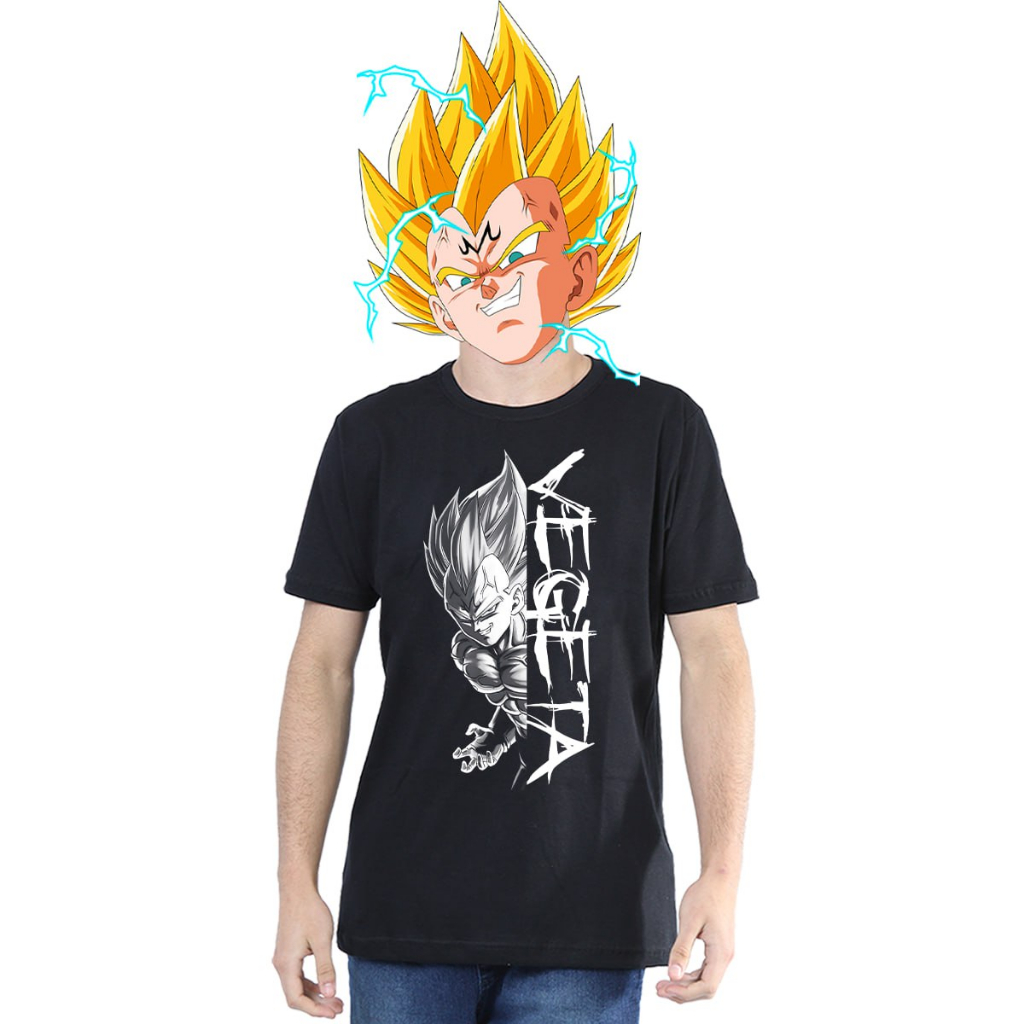 Camiseta Majin Vegeta Anime 100% Algodão Dragon Ball Z Camisa Goku Plus Size