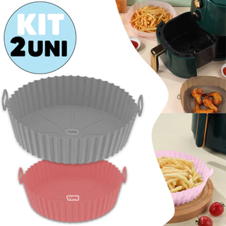 Kit 2 Cesto de Silicone Forma Redonda Air Fryer e Forno Fritadeira Elétrica com Alça Premium  + Garantia 1 ANO Original em Oferta na Shopee
