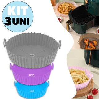 Kit 3 A Melhor Forma de Silicone Flexível para Fritadeira Air Fryer Forno e Microondas Lavável Grossa 80g + Resistente + Durável em Oferta na Shopee