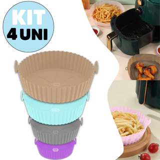 Kit 4 Bandeja Forma de Assadeira Para Air Frier, Forno, Micro-ondas Silicone Flexível Lavável Reutilizável Redonda em Oferta na Shopee