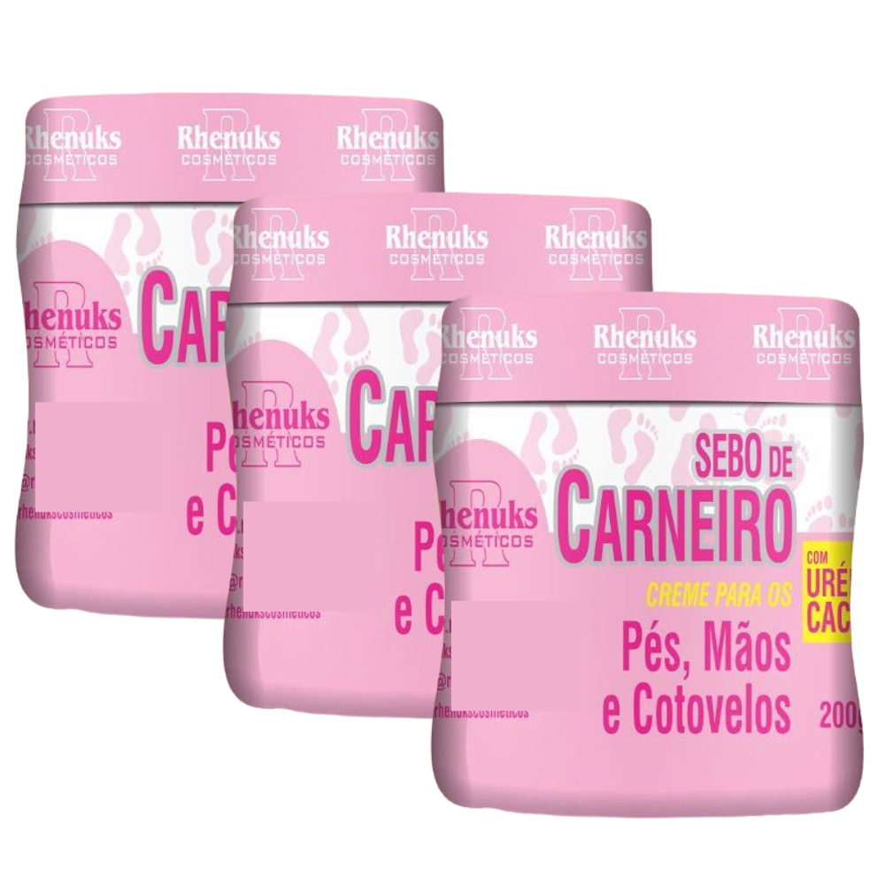 Kit 3 Creme Sebo De Carneiro Ureia 200g Hidratante - Combate ...