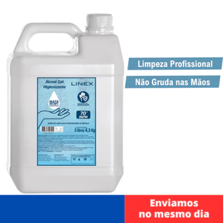 Álcool Gel 70° INPM Etílico Antisséptico Limpeza E Higienização Geral Galão 5 Litros Linex