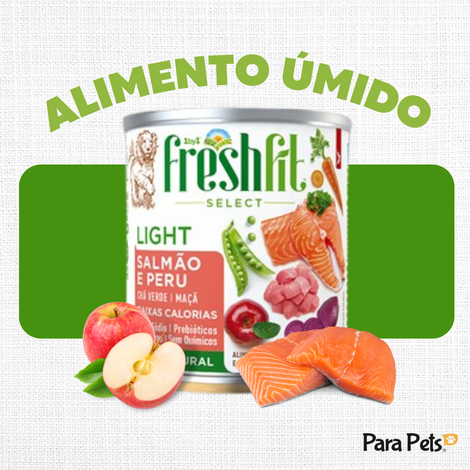 RAÇÃO ÚMIDA PARA CACHORROS FRESHFIT - LIGHT - SABOR SALMÃO E PERU - RICO EM VITAMINAS