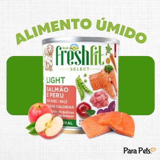 RAÇÃO ÚMIDA PARA CACHORROS FRESHFIT - LIGHT - SABOR SALMÃO E PERU - RICO EM VITAMINAS