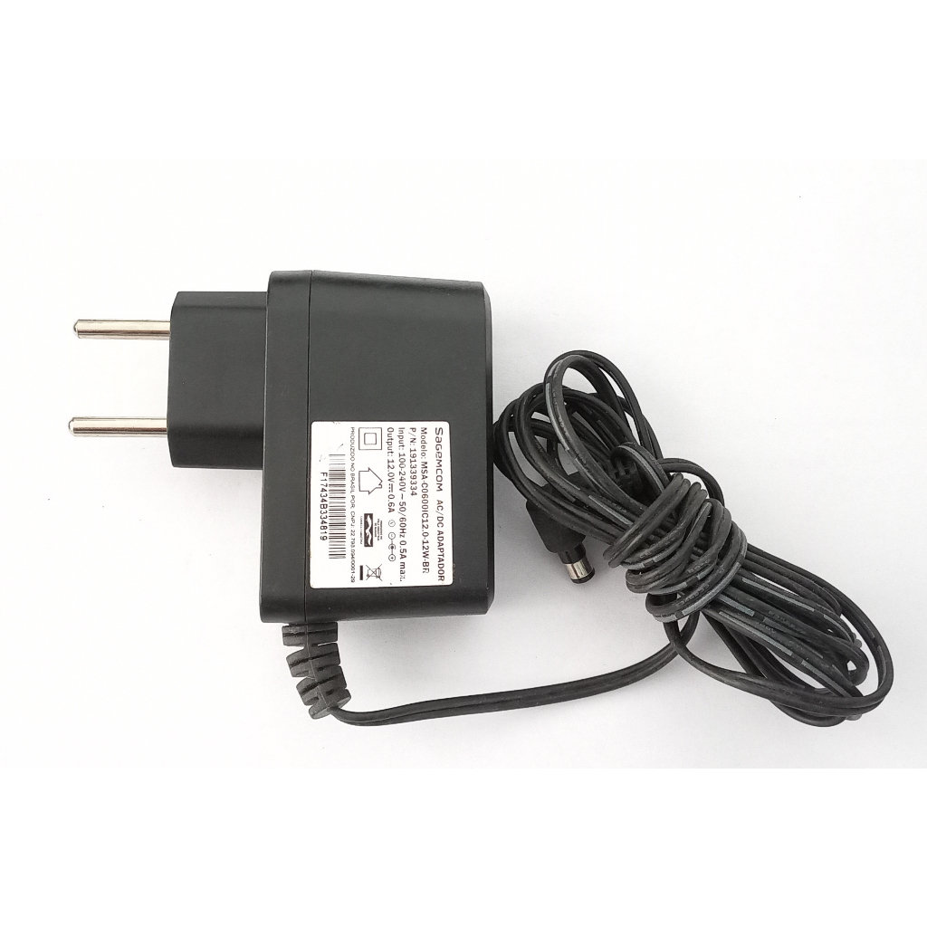 Fonte Bivolt 12.0V 0.6A = 600ma SAGEMCOM Modelo: MSA-C0600IC12.0-12W-BR