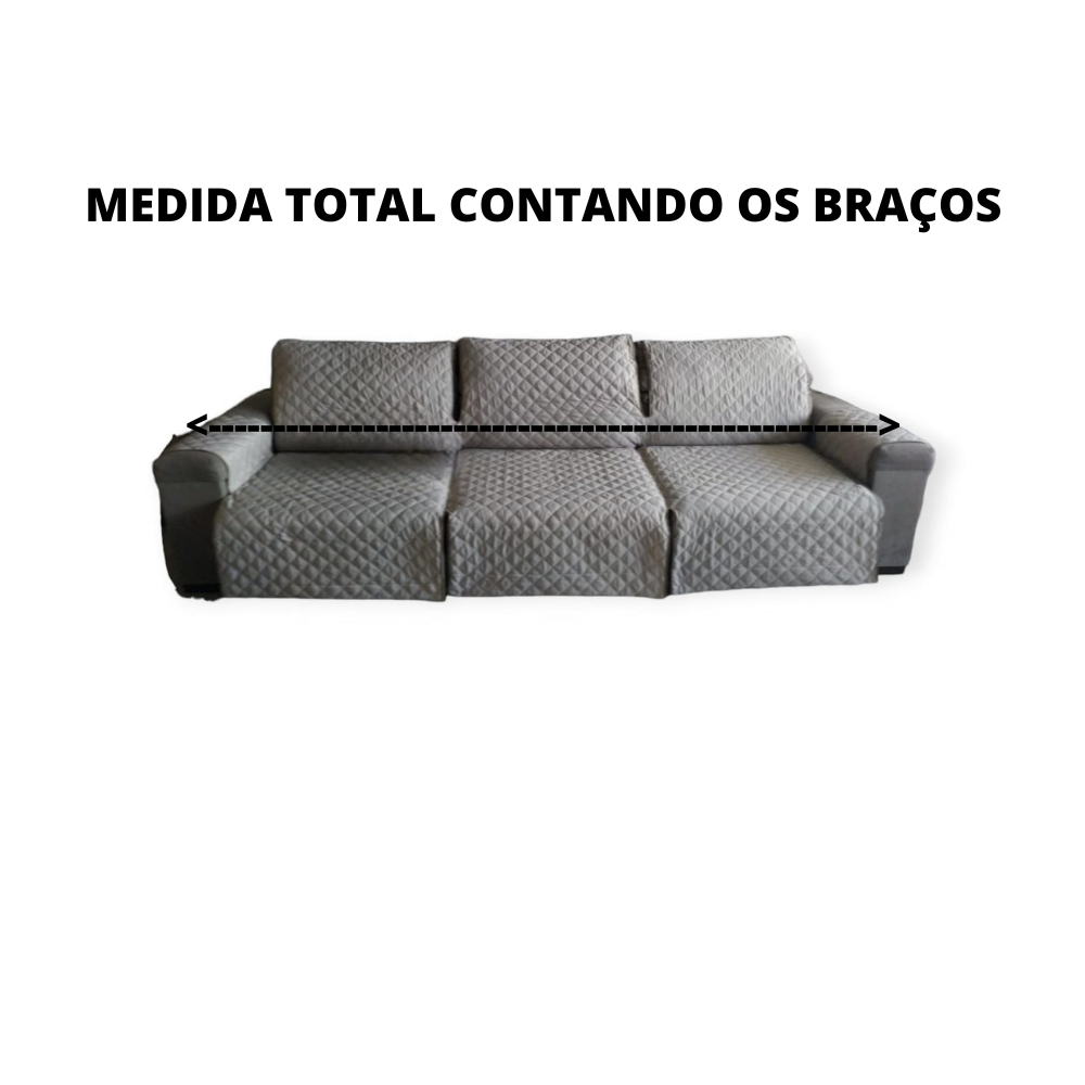 Protetor De Sofá 3 Módulos Retrátil reclinável 3,20m Medida total contando com os braços