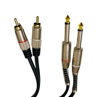 Cabo Audio Auxiliar 2 Rca X 2 P10 Mono Blindado Profissional 1.80 Metros