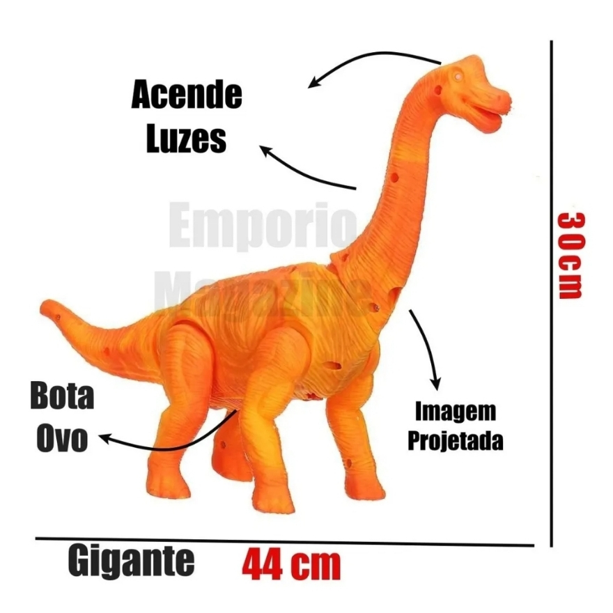 Dinossauro gigante bota ovo/reproduz som/anda/projetor de imagem - laranja
