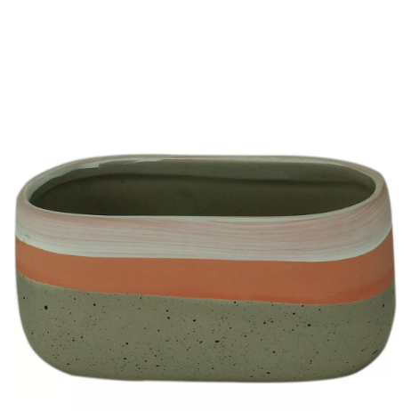 CACHEPOT CONCRETO COLOR STRIPE BRA 44073; CACHEPOT CONCRETO COLOR STRIPE ROSA 44072