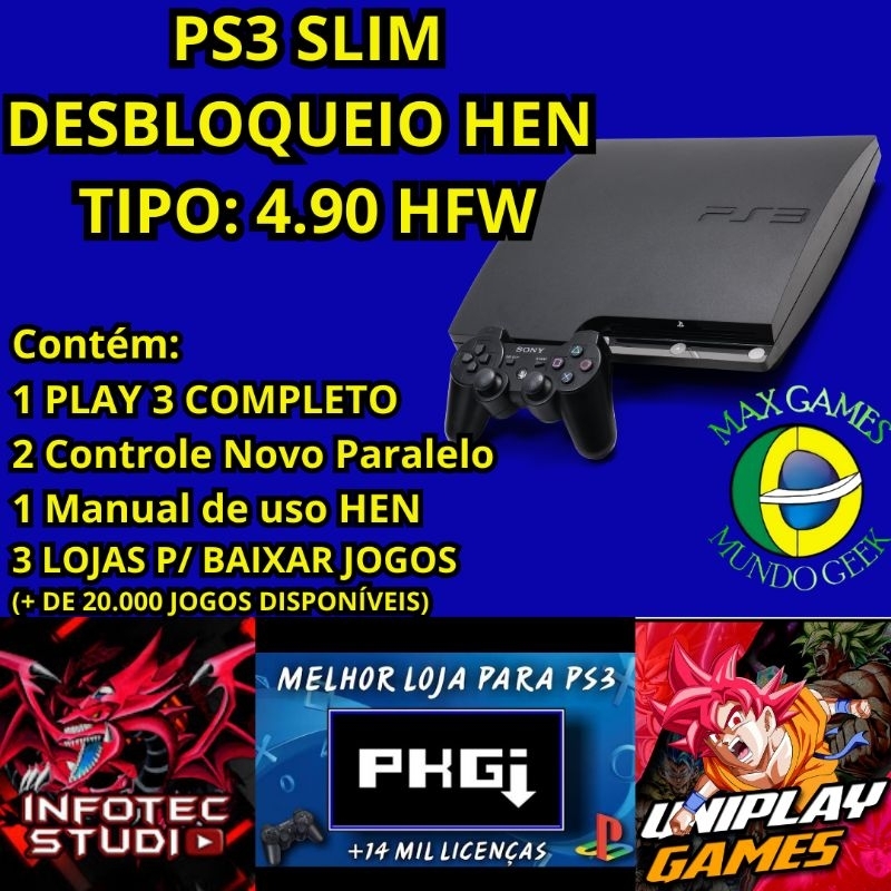 PS3 PLAYSTATION 3 SLIM 120GB SONY C/ 2 CONTROLES H E N JOGO ENVIO FOTOGRAFADO