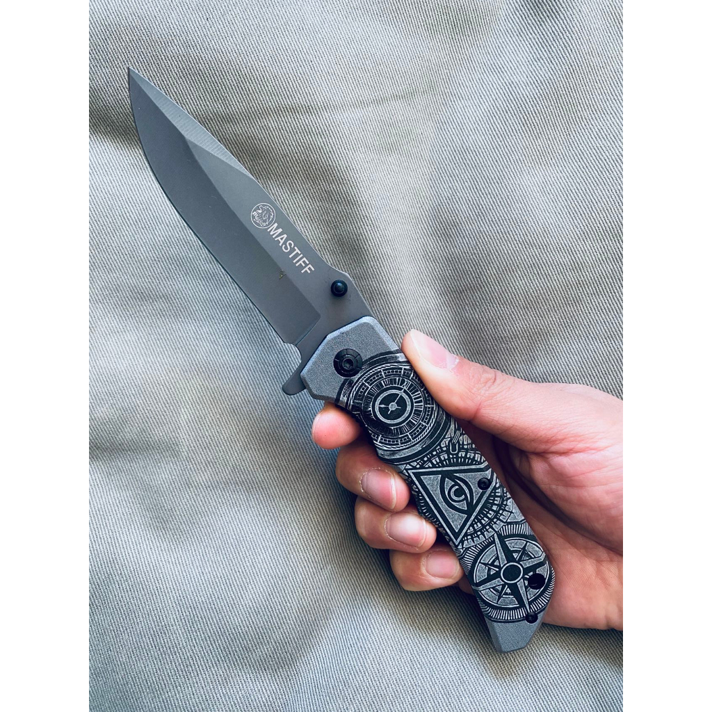 Canivete Tático Militar Semi Automatico Estilo Mastiff Da302 Olho de Horus