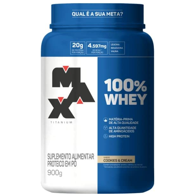 100% Whey Protein Max Titanium sabor Cookies & cream