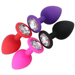 Plug Anal De Silicone Cravejado Com Pedra Na Base Aveludado Sex Shop