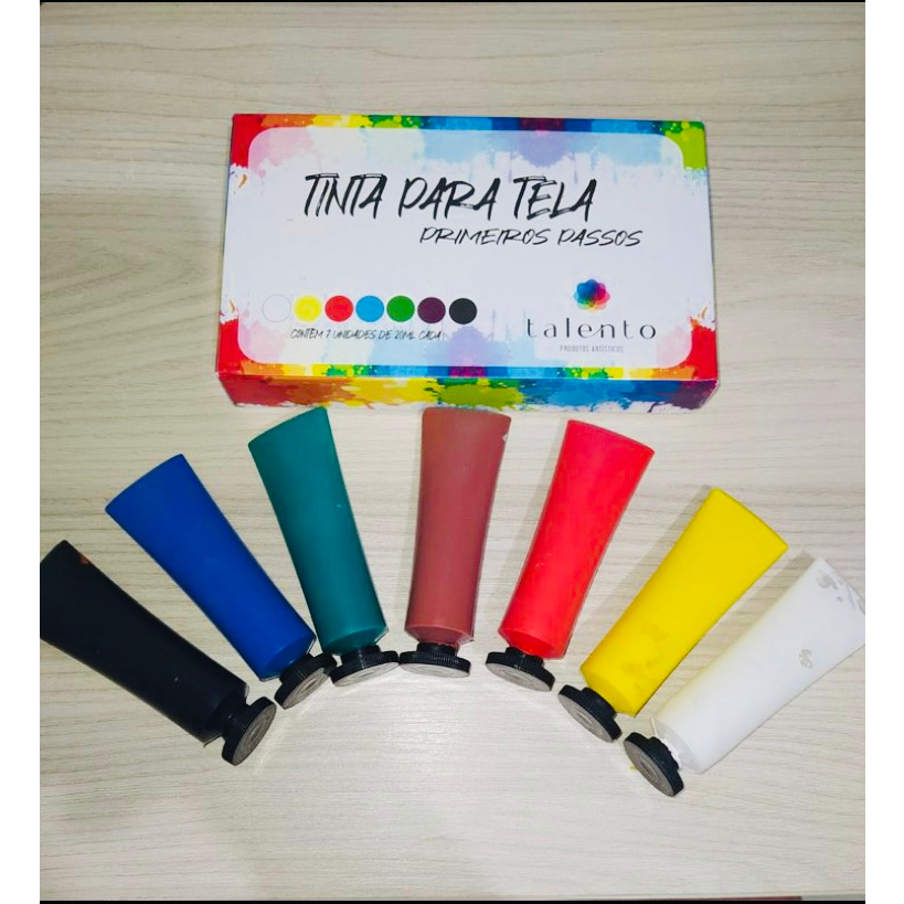 Kit de tintas para tela INICIANTE com 7 cores Primeiros Passos ...