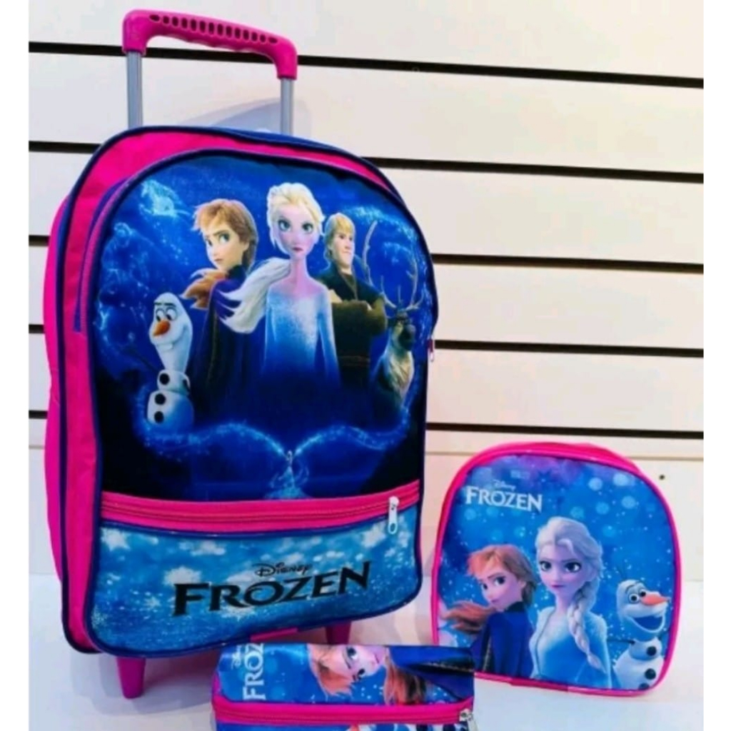 Mochila Infantil Escolar Feminina / Menina da Princesa Frozen e Elza + estojo + lancheira