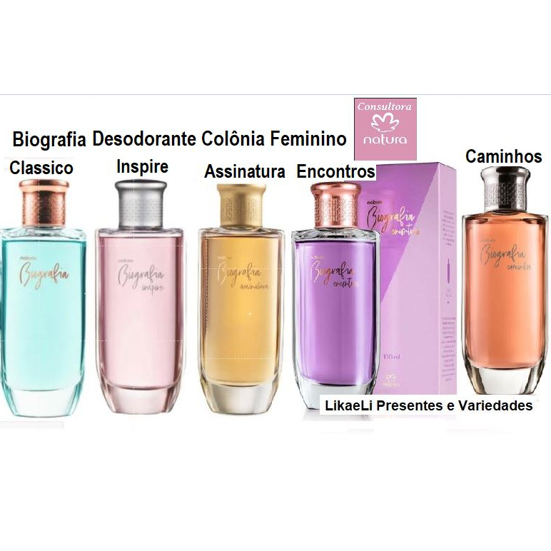 Perfume Biografia Desodorante Colônia, Feminino ou Masculino 100ml da Natura,  Varias fragrâncias = Variações