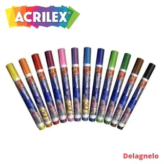 Kit com 12 Canetas para Tecido Acrilpen Acrilex